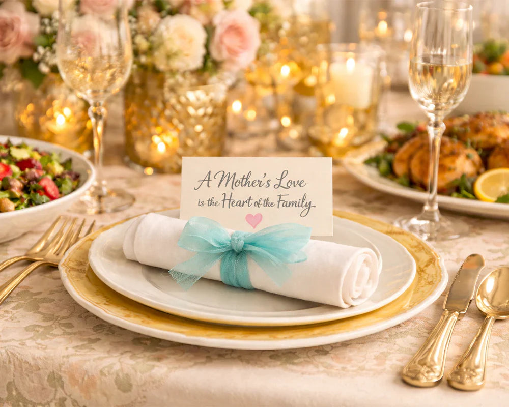 mothers day dinner ideas with a place card and decorative elements. mothers day dinner ideas with a place card and decorative elements.