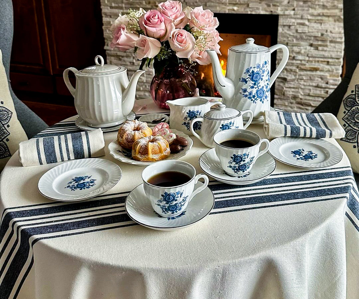 Set De 6 Serviettes De Table 100% Coton 50x50 Cm - Motif Carreaux Rouge Et Bleu, Lavable Machine, Pour Intérieur/extérieur