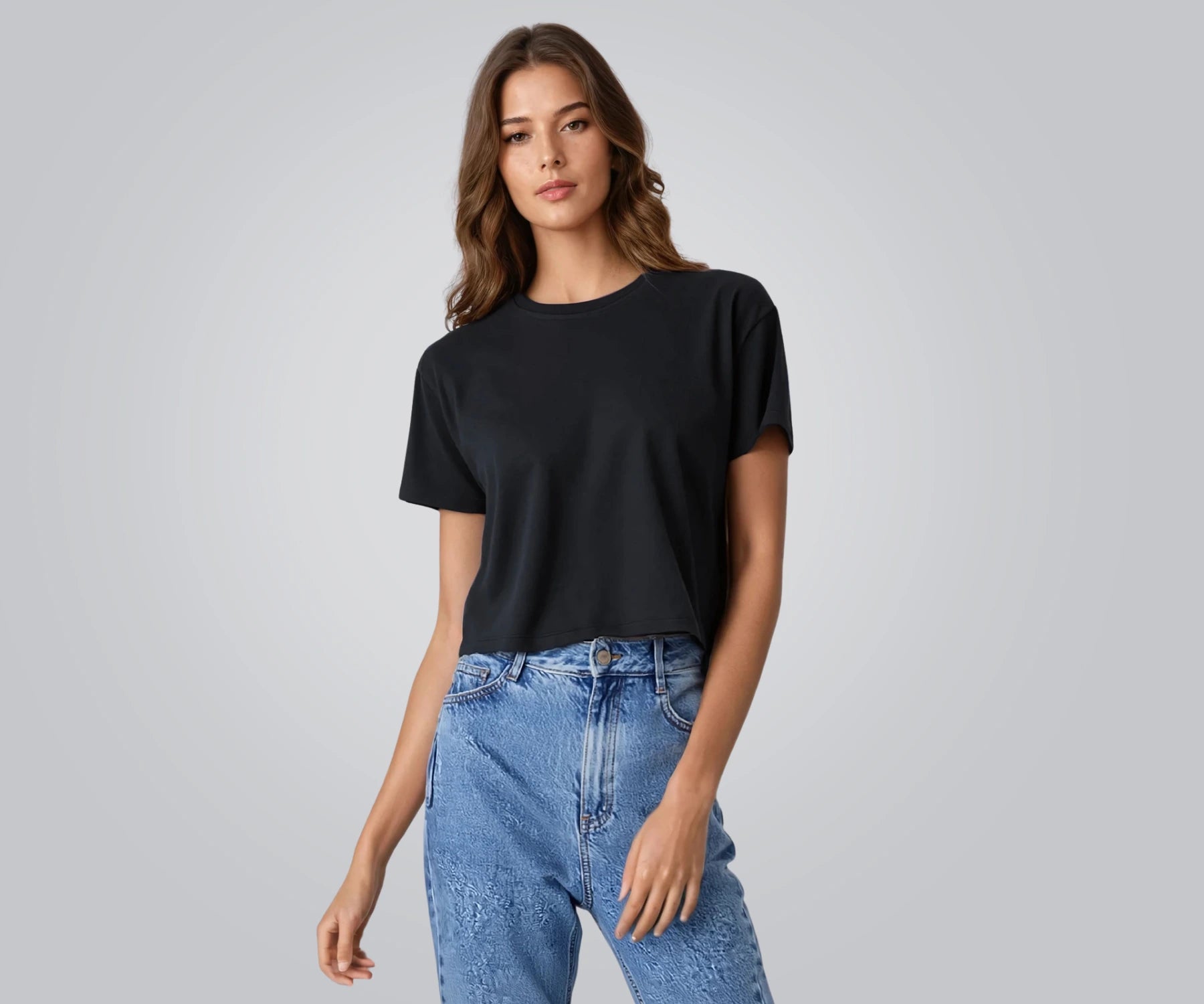 Soft and comfortable black crop top for everyday wear Soft and comfortable black crop top for everyday wear