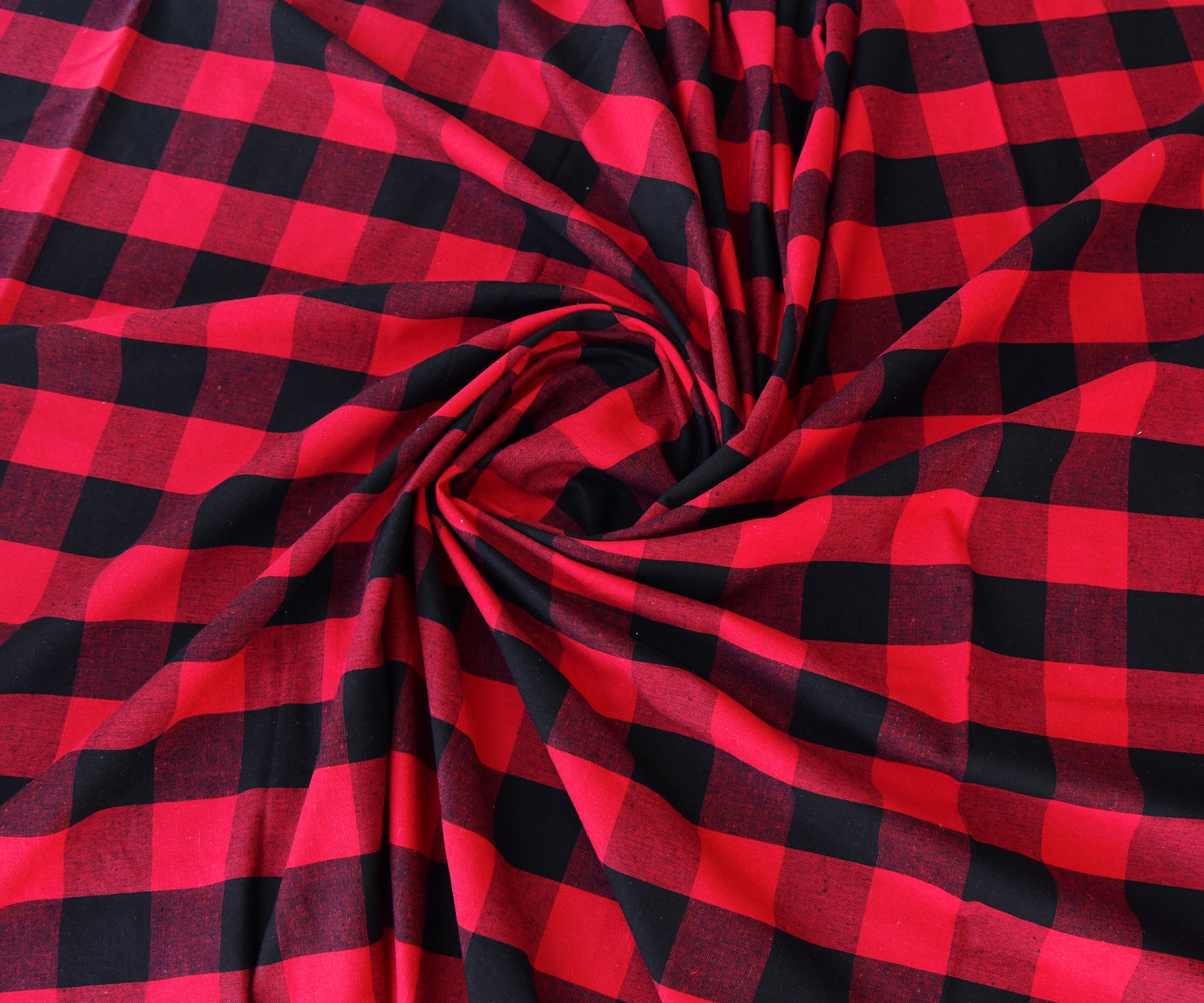 Our red cotton tablecloth has made the Size 63 X 126 Our red cotton tablecloth has made the Size 63 X 126" with Red and Black Color 2" checkboxes.