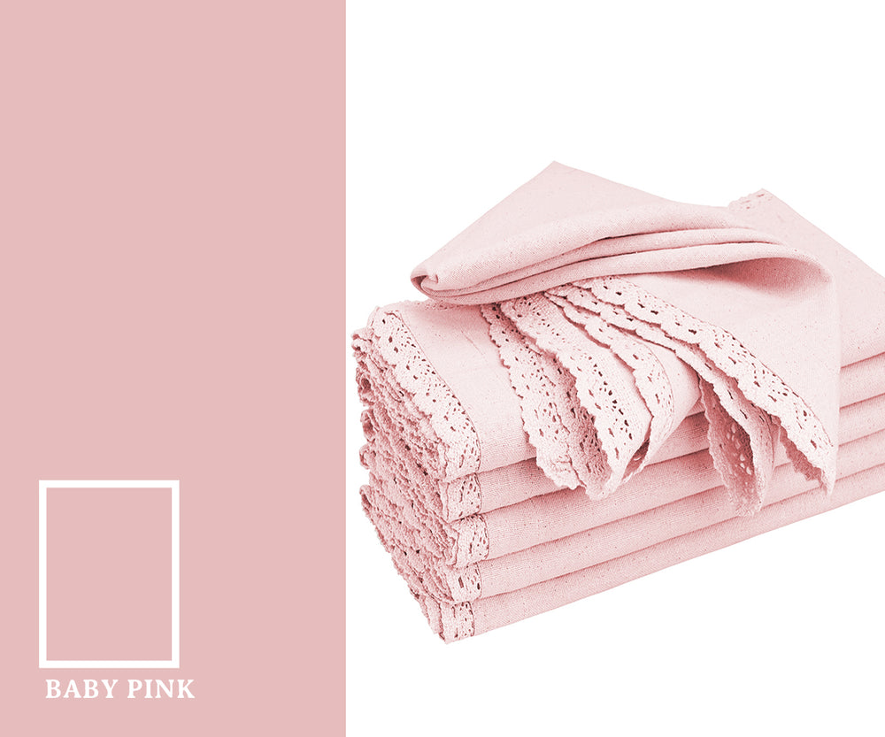 Delicate baby pink color napkins with a soft, gentle hue that adds a charming and elegant touch to table settings. Delicate baby pink color napkins with a soft, gentle hue that adds a charming and elegant touch to table settings.