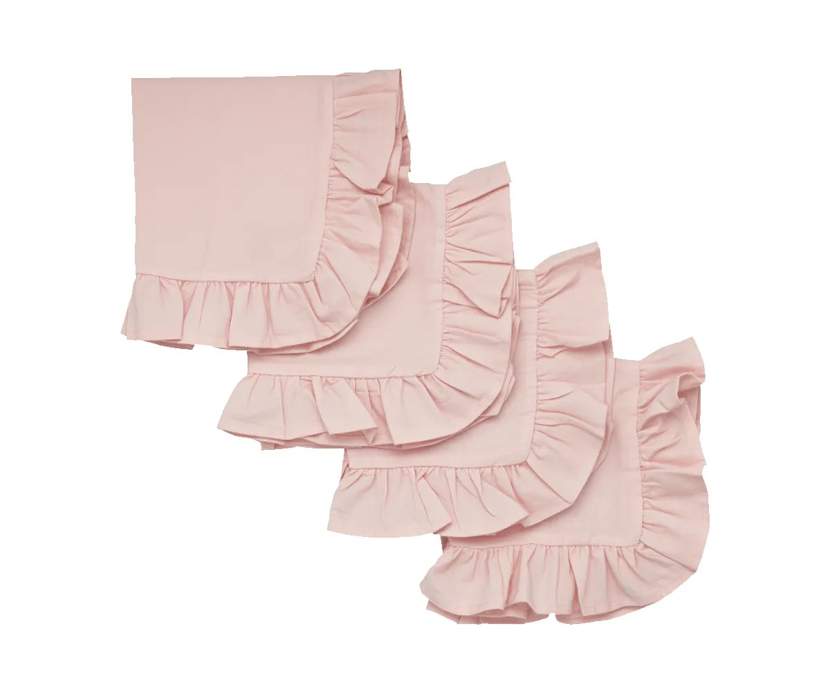 Baby pink cotton ruffle edge dinner napkins in bulk set Baby pink cotton ruffle edge dinner napkins in bulk set