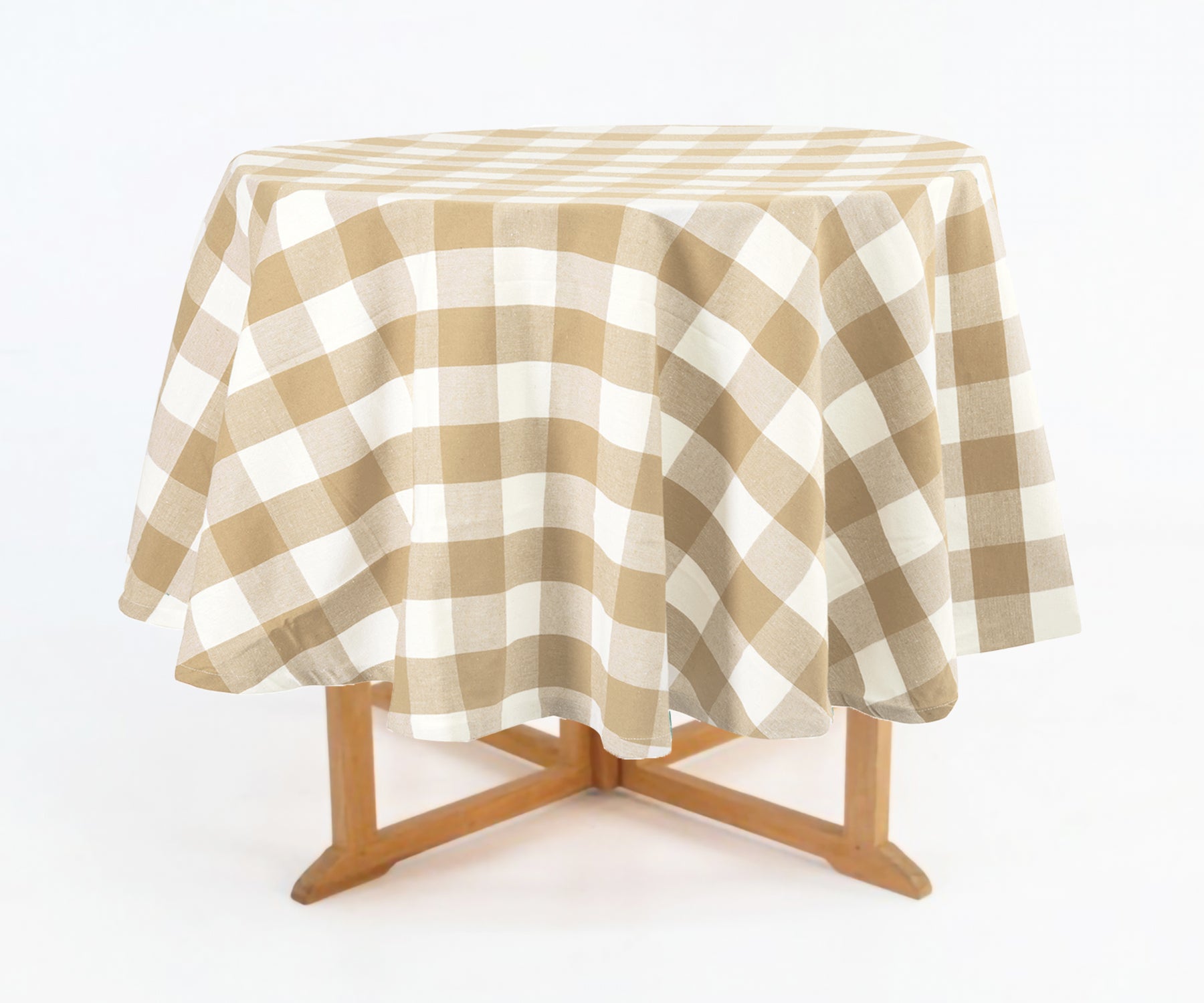 Round table cloth with a timeless checked design. Round table cloth with a timeless checked design.