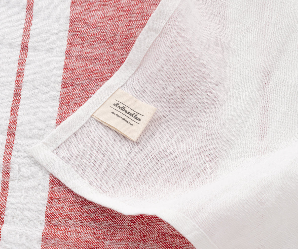 Red and white linen dish towels Red and white linen dish towels