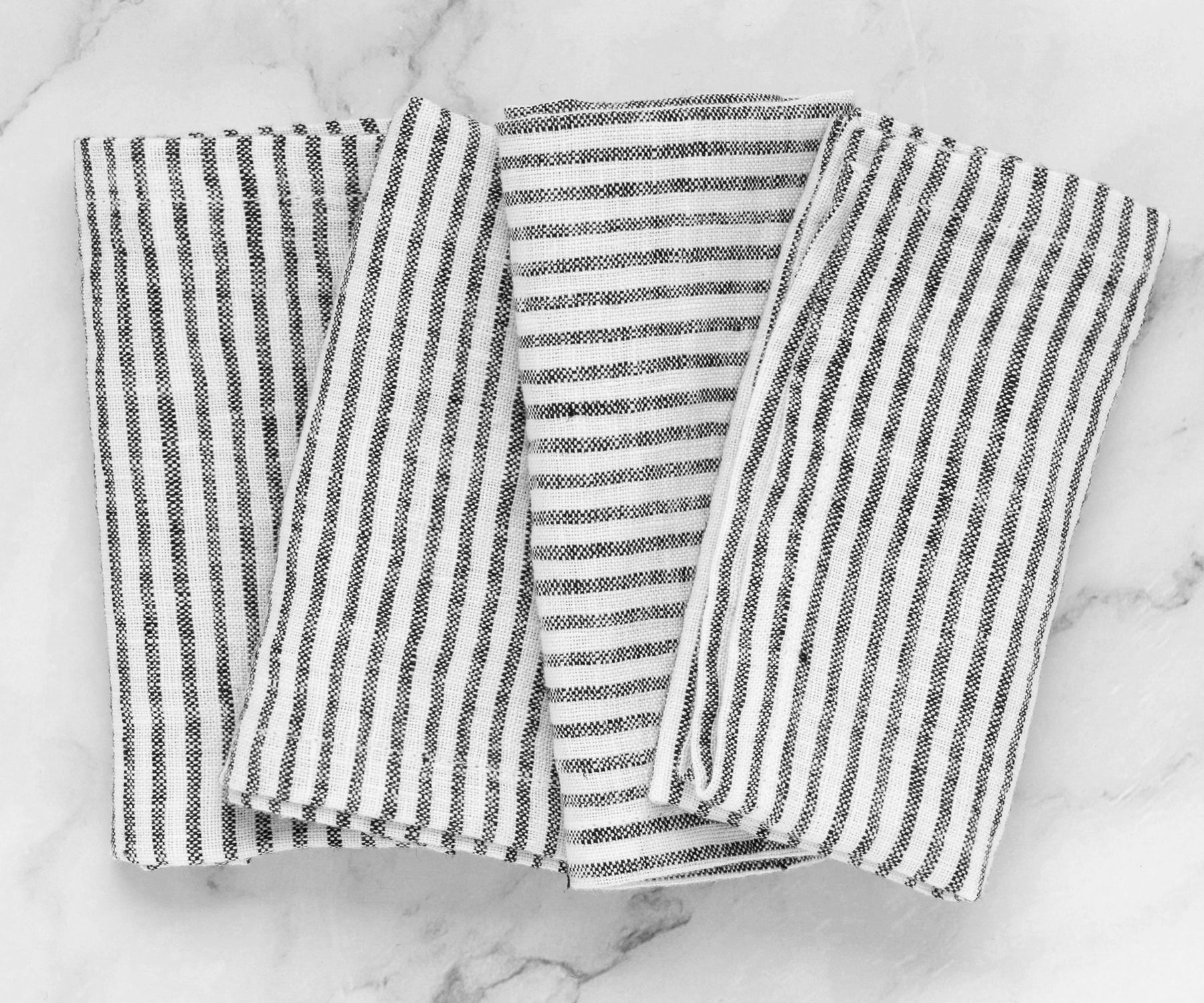 Black Linen Striped Napkins Black Linen Striped Napkins