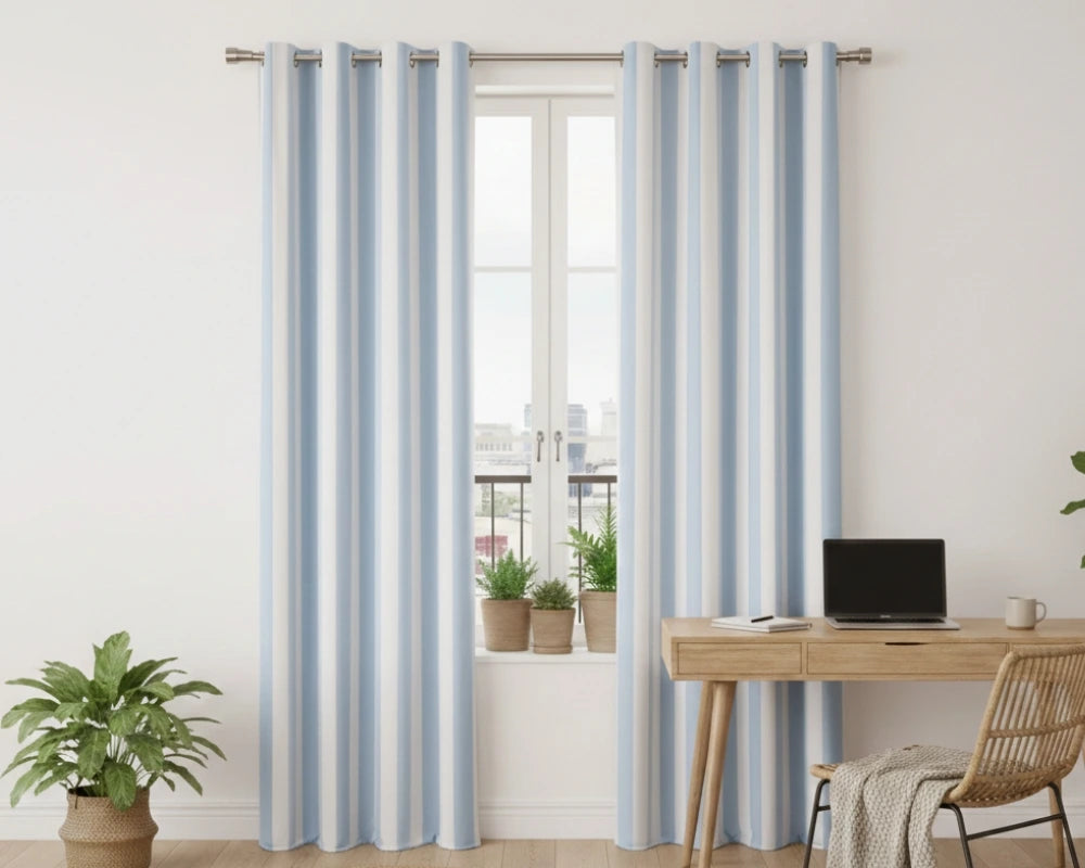 Blue and white striped window curtains for living room decor Blue and white striped window curtains for living room decor
