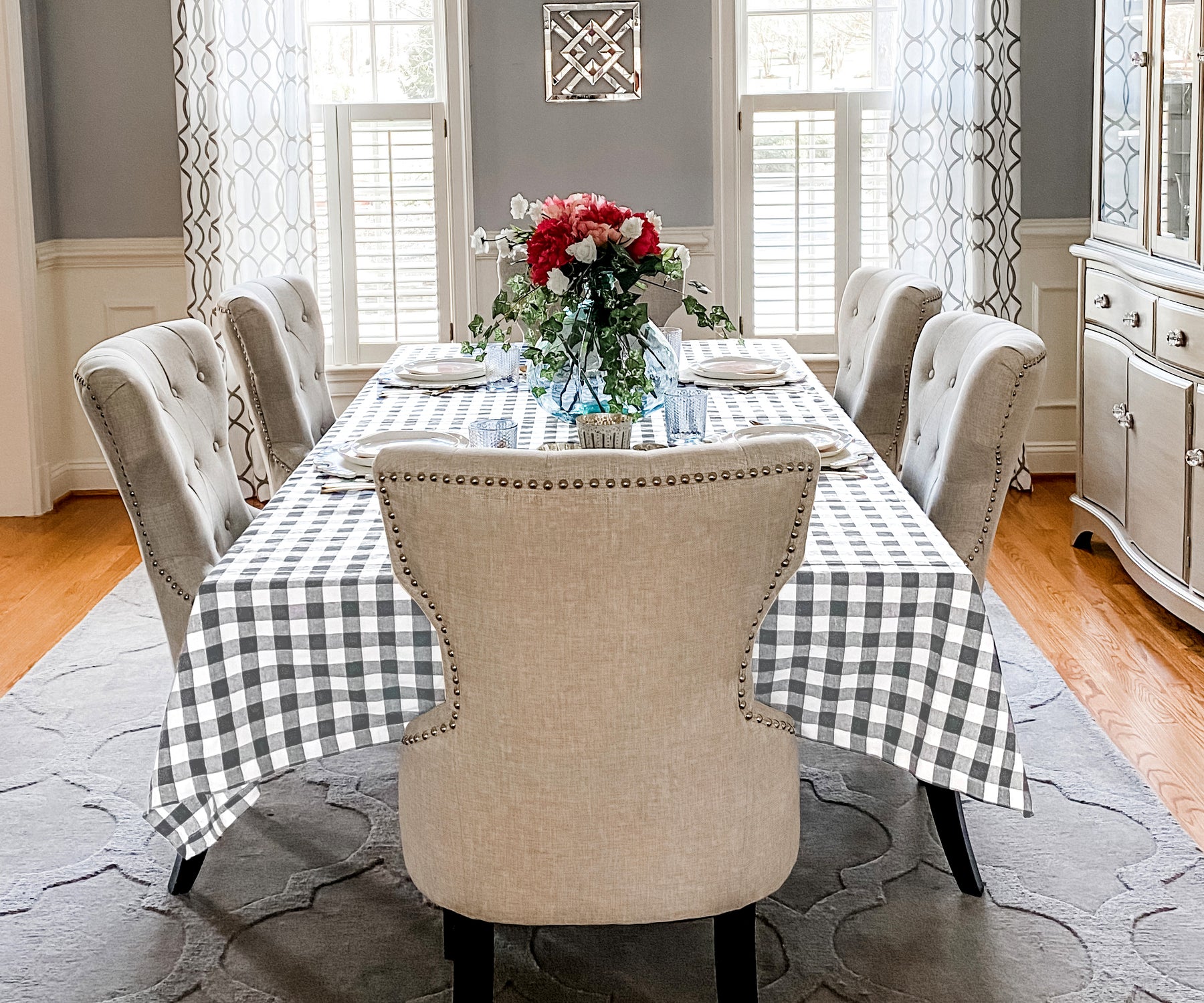 Timeless Gingham Tablecloth in various colors for versatile use.