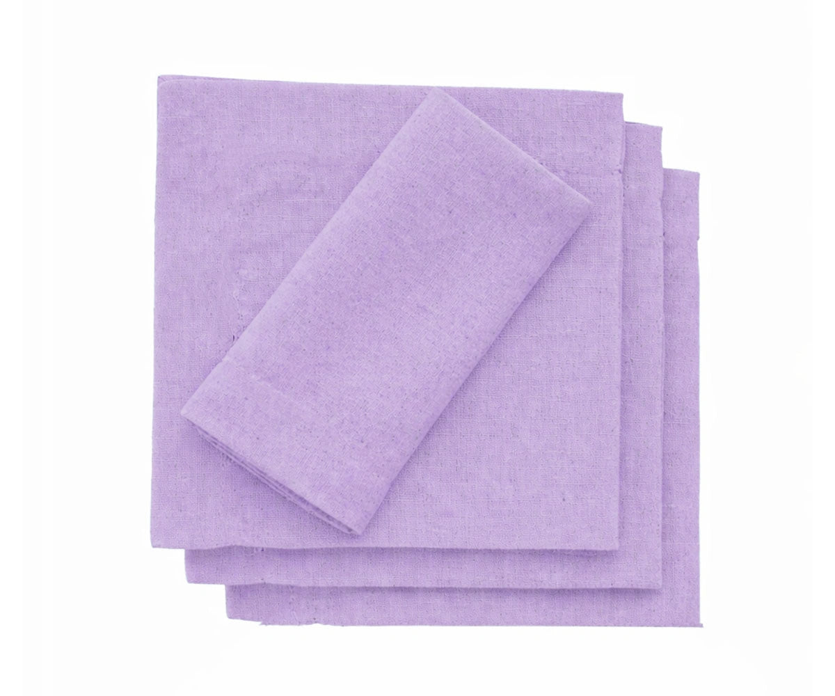Purple cotton cocktail napkins set, pastel reusable drink napkins for elegant table setting Purple cotton cocktail napkins set, pastel reusable drink napkins for elegant table setting