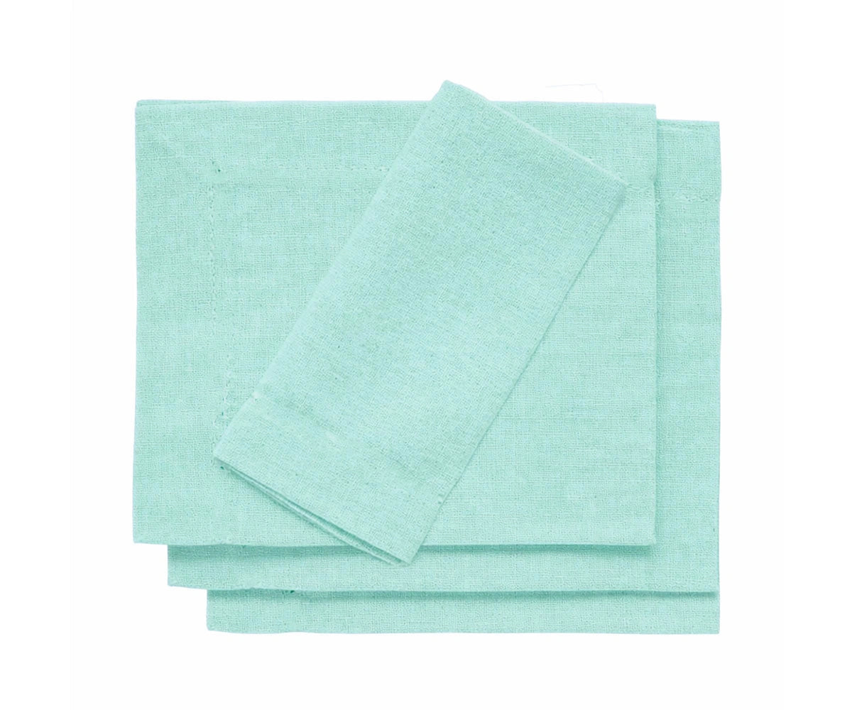 Seafoam cotton cocktail napkins set, soft reusable drink napkins for table decor Seafoam cotton cocktail napkins set, soft reusable drink napkins for table decor