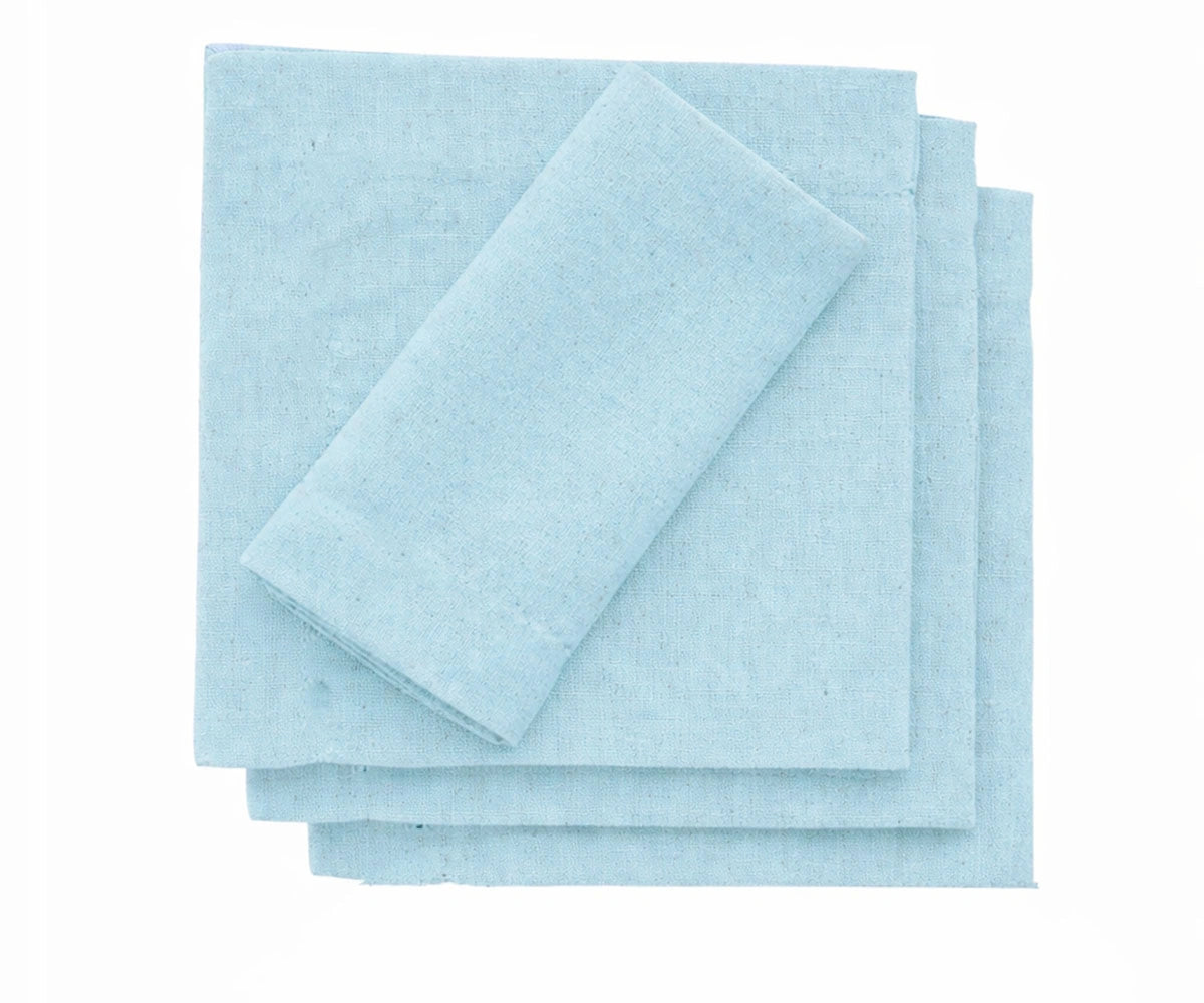 Sky blue cotton cocktail napkins, reusable cotton drink napkins for entertaining Sky blue cotton cocktail napkins, reusable cotton drink napkins for entertaining