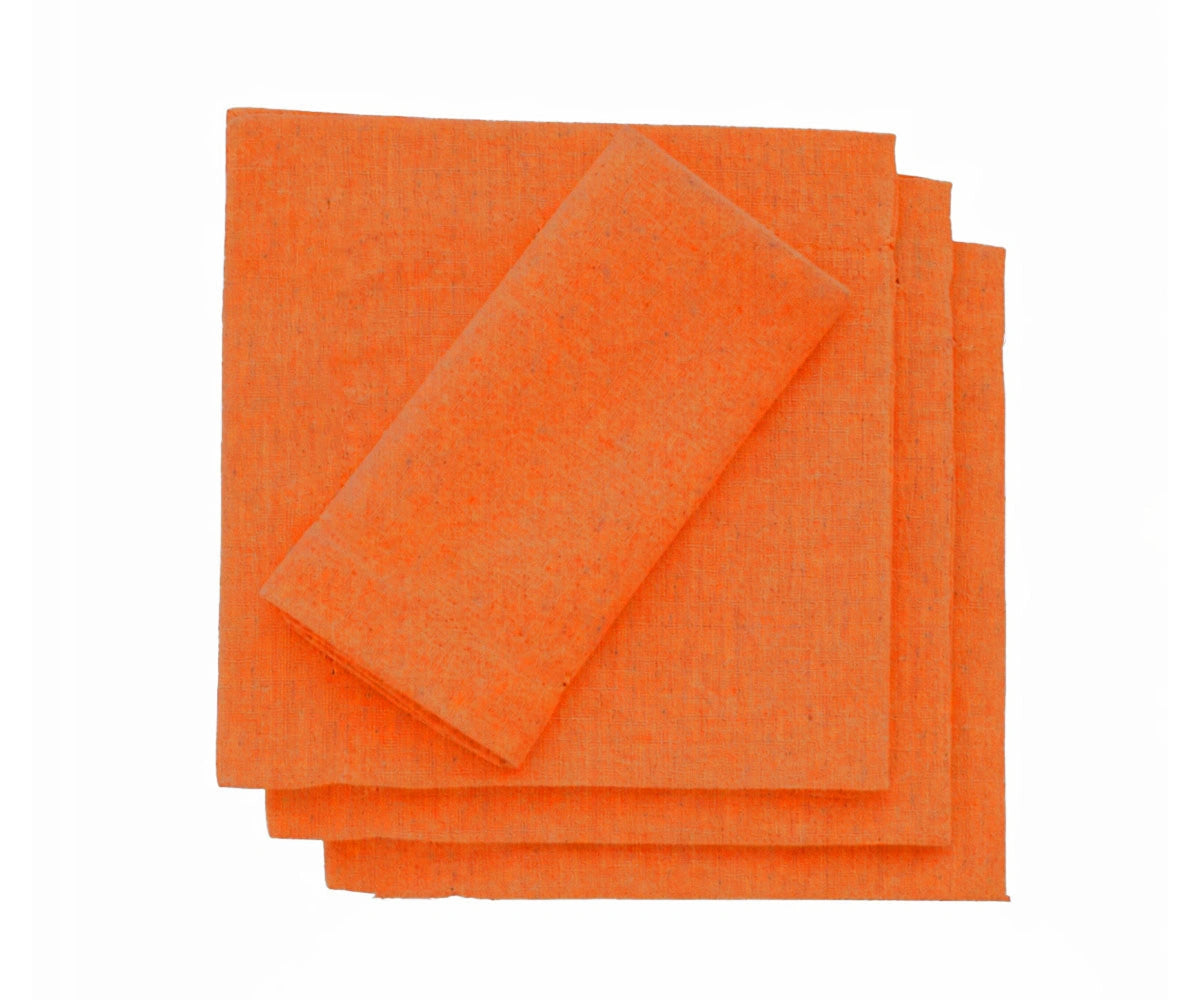 Tangerine cotton cocktail napkins set, bright reusable drink napkins for party table setting Tangerine cotton cocktail napkins set, bright reusable drink napkins for party table setting