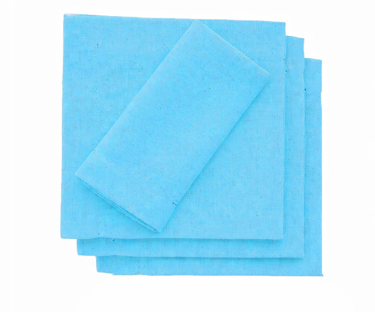 Teal blue cotton cocktail napkins set, reusable fabric drink napkins for gatherings Teal blue cotton cocktail napkins set, reusable fabric drink napkins for gatherings
