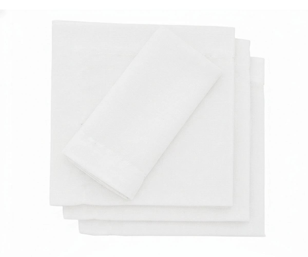 White cotton cocktail napkins set, classic reusable fabric drink napkins for events White cotton cocktail napkins set, classic reusable fabric drink napkins for events