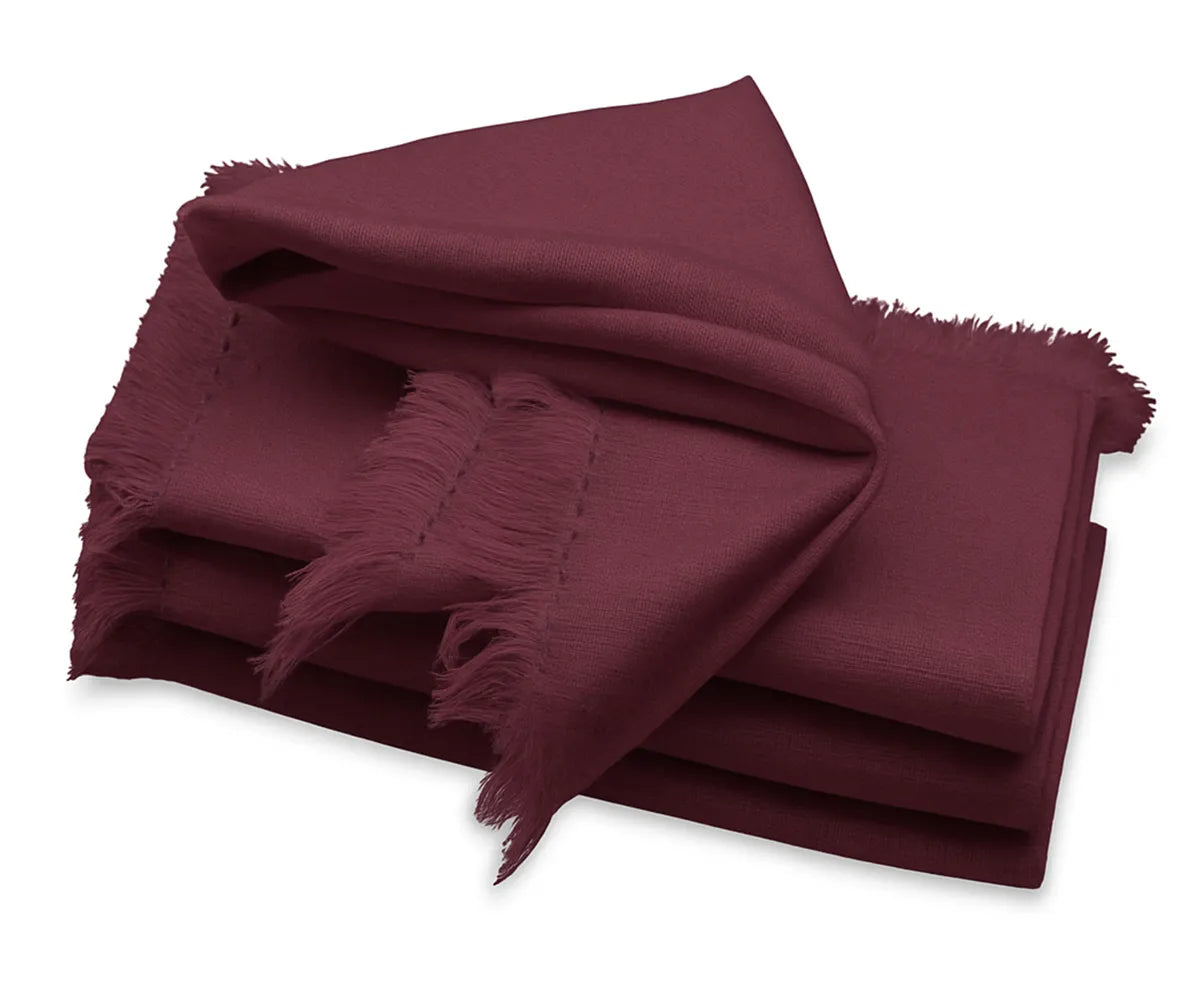 Burgundy cotton fringe cloth napkins set – 100% cotton reusable dinner napkins Burgundy cotton fringe cloth napkins set – 100% cotton reusable dinner napkins