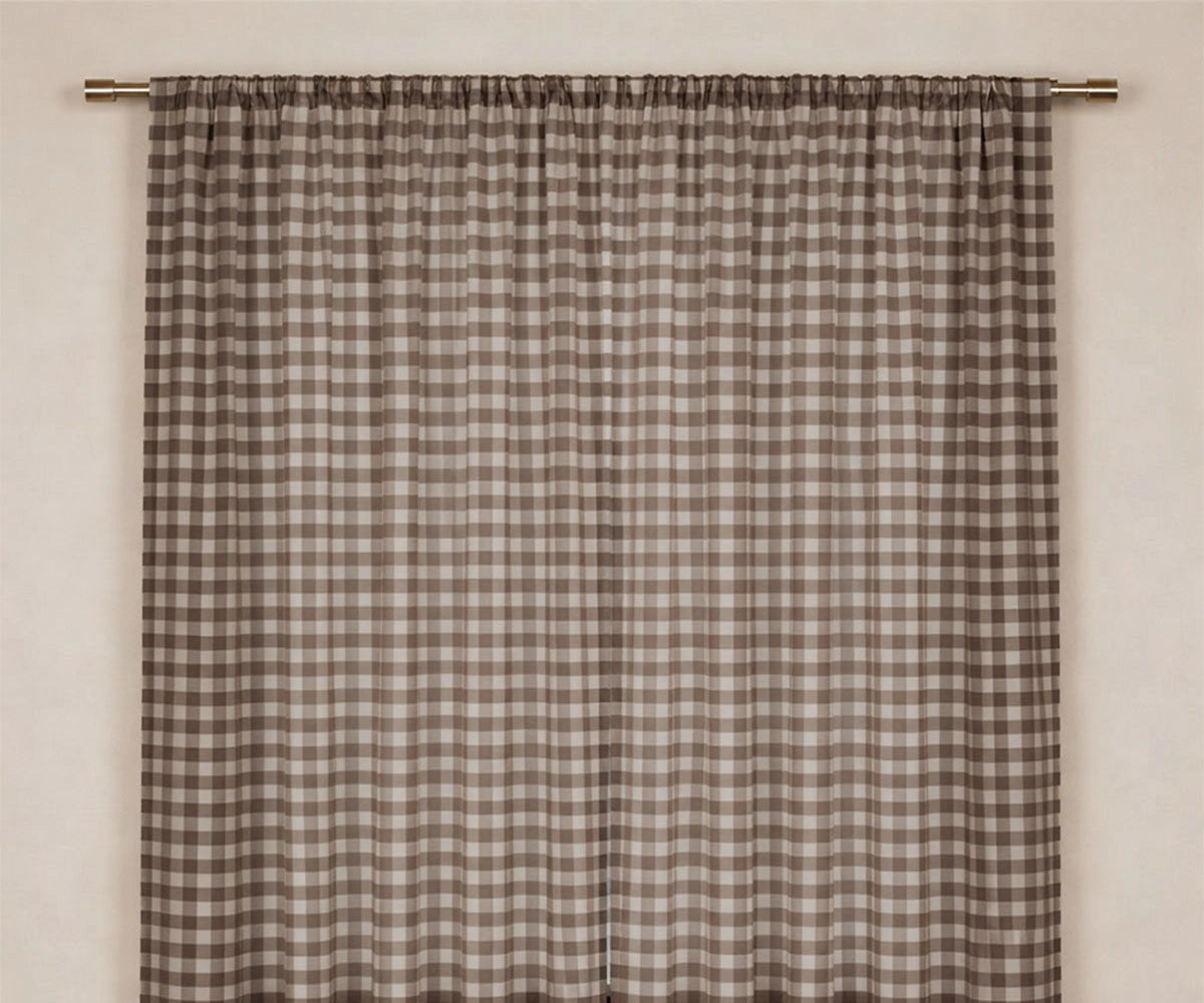 Brown gingham cotton curtain panel Brown gingham cotton curtain panel