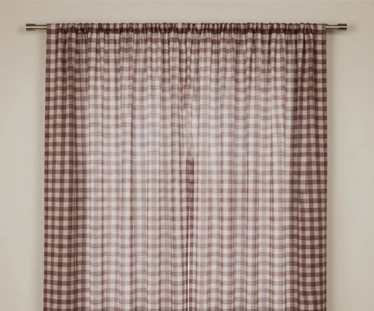 Dark Red gingham curtain panel Dark Red gingham curtain panel