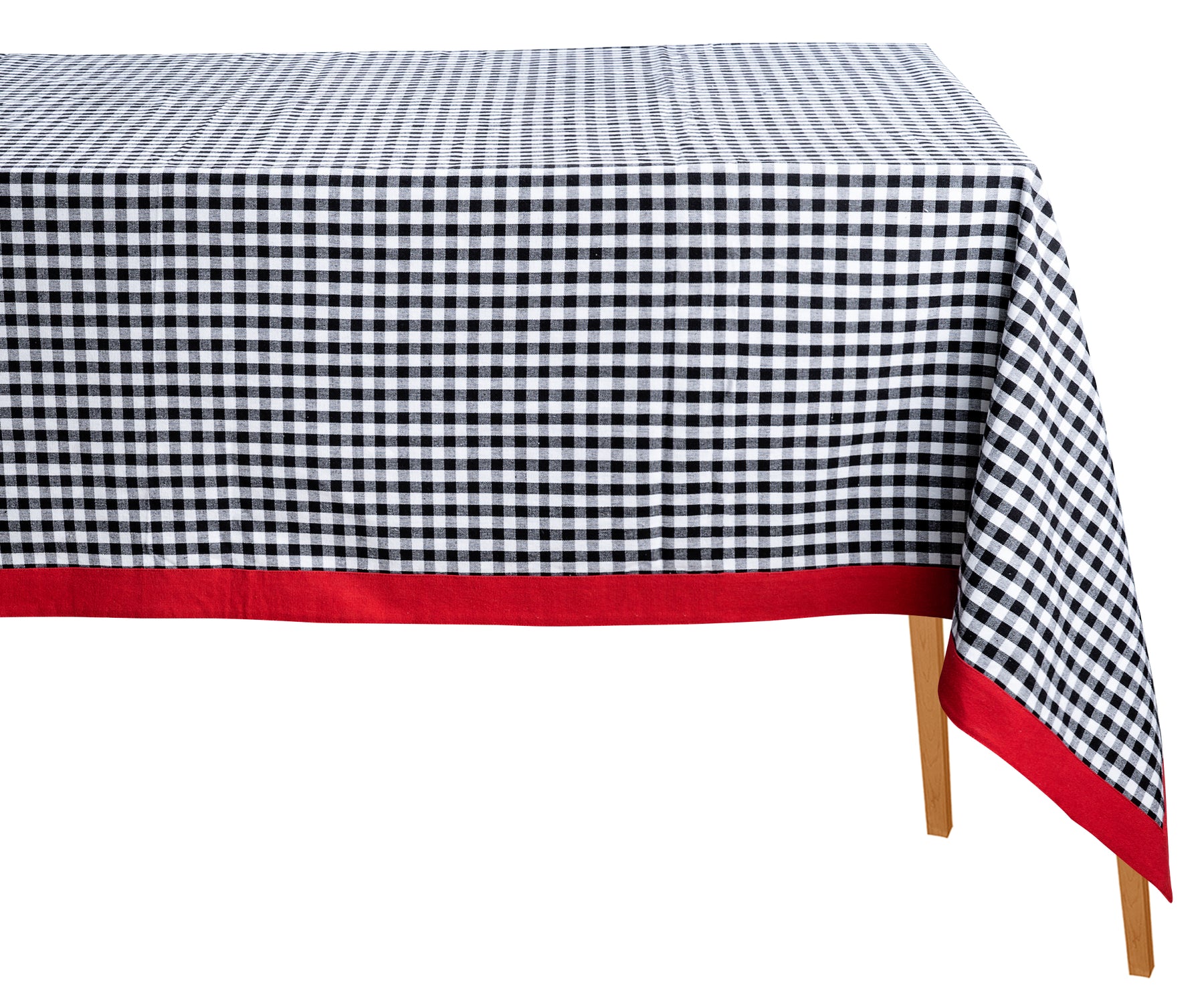 Cozy plaid tablecloth in cotton, ideal for relaxed gatherings.