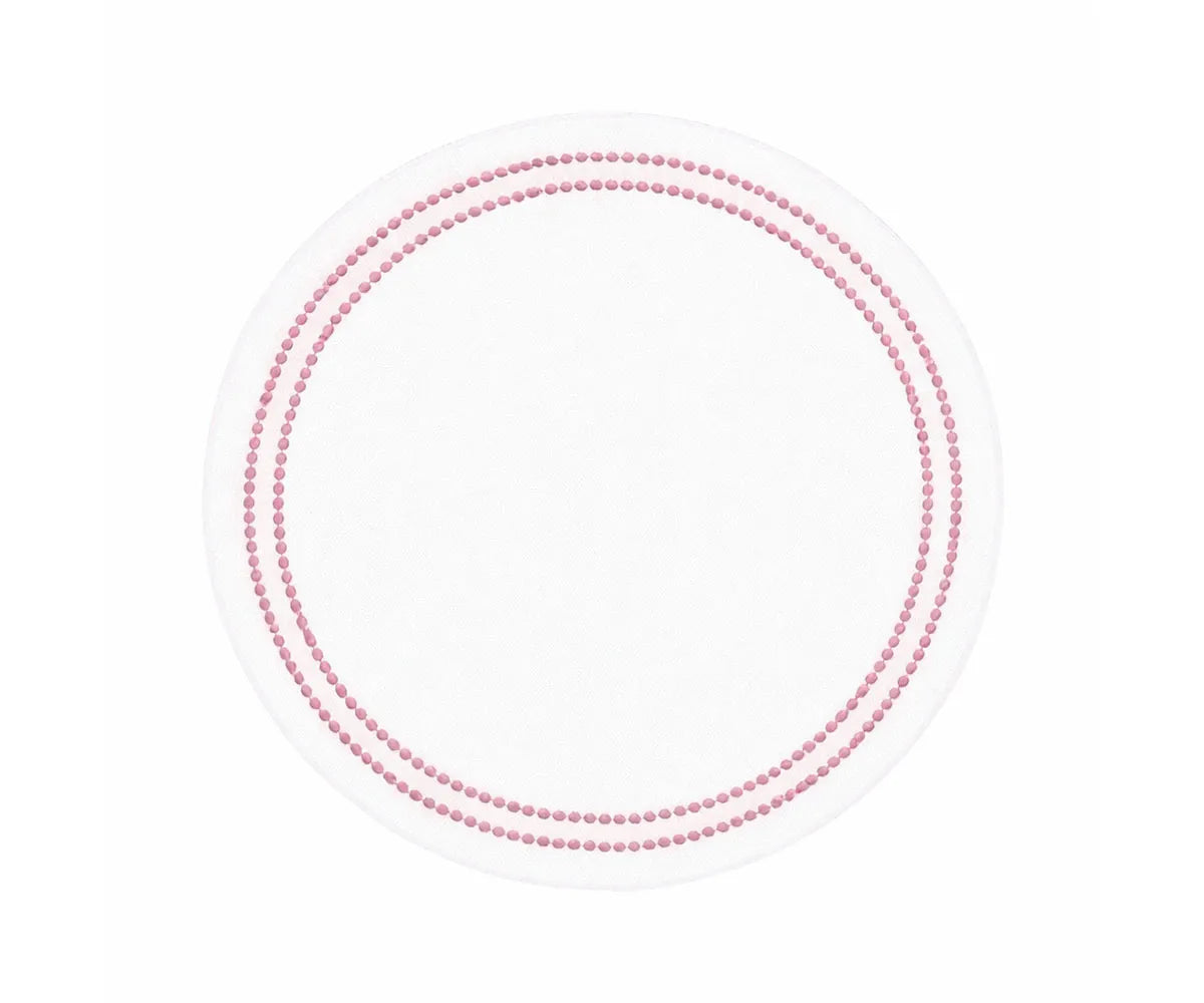15 and 17 inch embroidered round placemats in soft pink and white cotton 15 and 17 inch embroidered round placemats in soft pink and white cotton