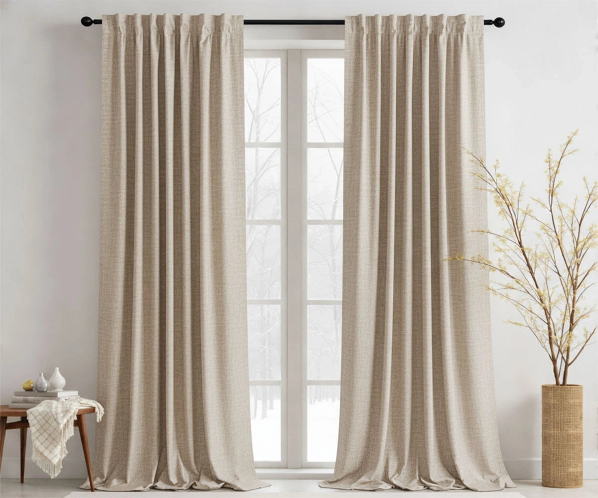 Natural cotton curtains with light filtering fabric Natural cotton curtains with light filtering fabric