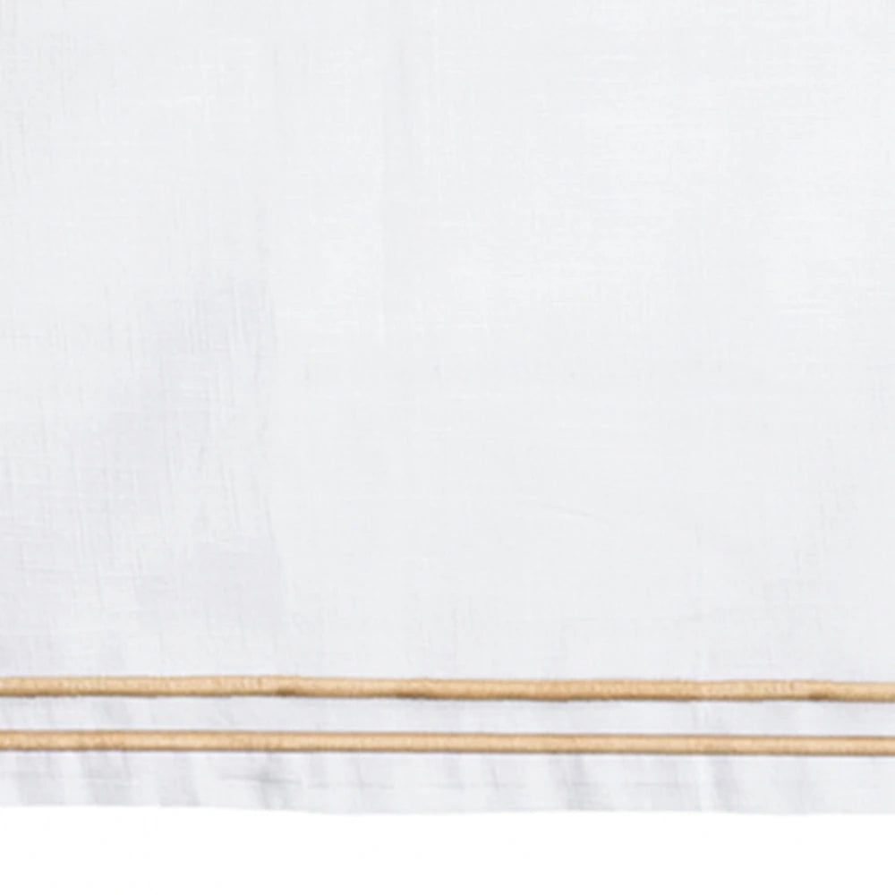 Double Line Embroidered Gold Rectangle Tablecloth – Elegant Cotton Dining Cover Double Line Embroidered Gold Rectangle Tablecloth – Elegant Cotton Dining Cover