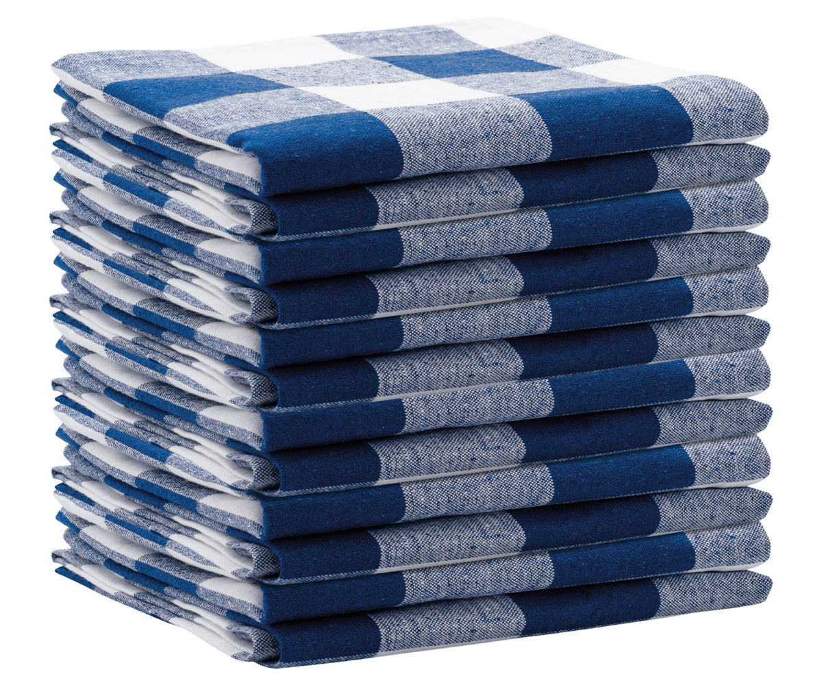 Blue plaid towels are made from a heavy-duty cotton fabric and are perfect for drying glasses Blue plaid towels are made from a heavy-duty cotton fabric and are perfect for drying glasses
