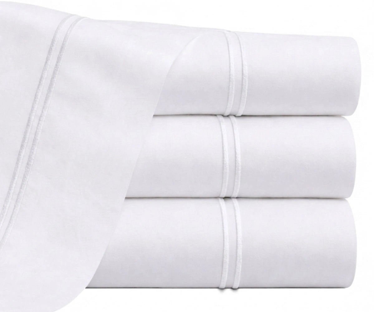 white hotel style flat sheet with double line embroidery cotton percale breathable soft luxury bedding minimal bedroom white hotel style flat sheet with double line embroidery cotton percale breathable soft luxury bedding minimal bedroom