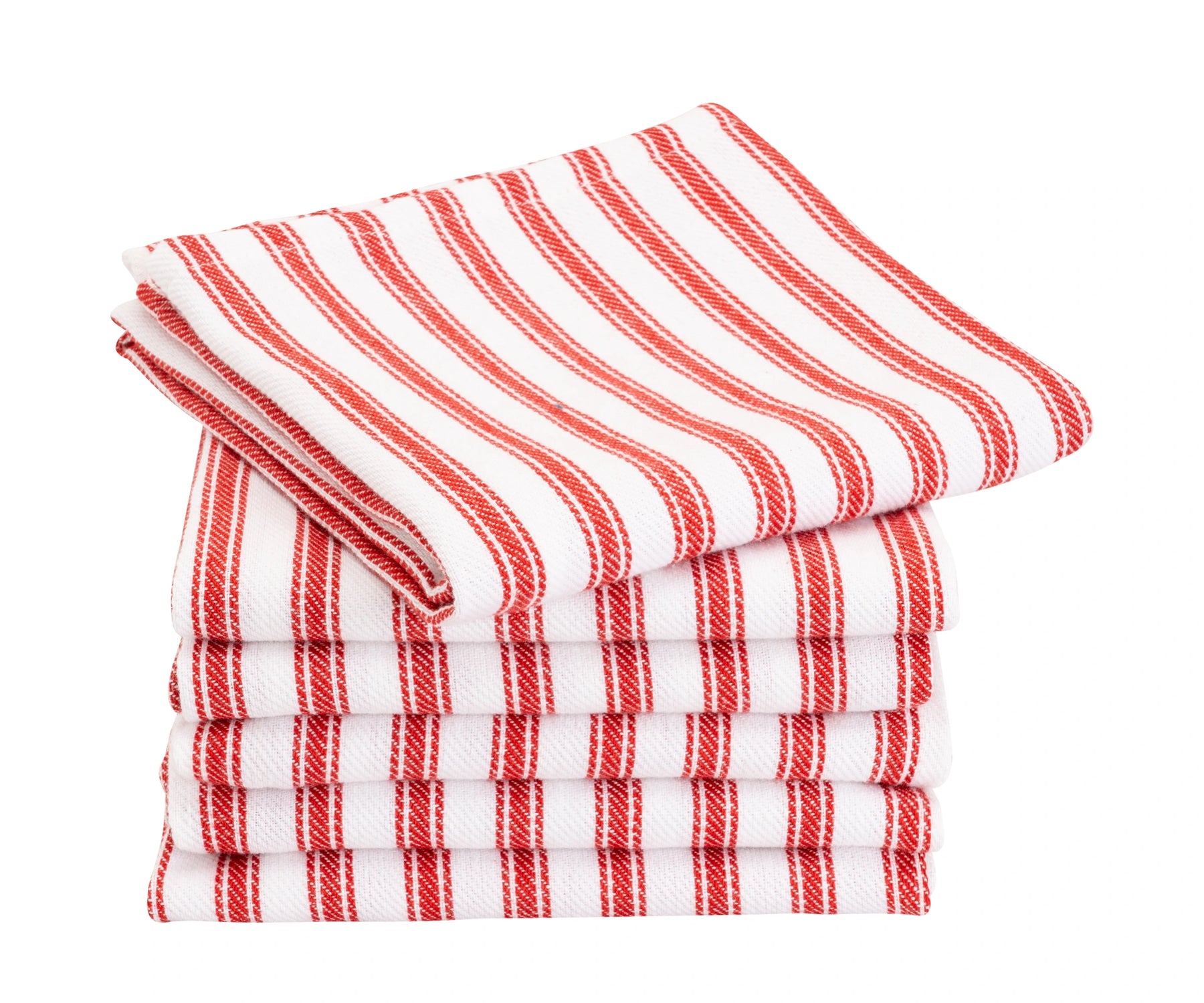 Red and white striped round tablecloth on a dining table Red and white striped round tablecloth on a dining table