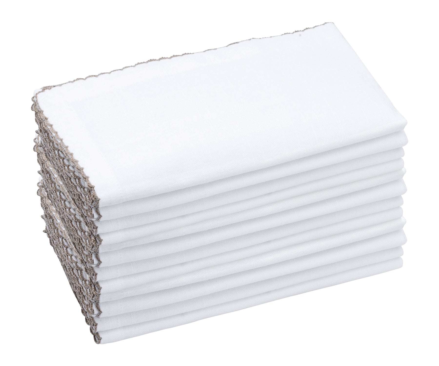White cloth napkins, perfect for adding a clean and classic look to your table setting. White cloth napkins, perfect for adding a clean and classic look to your table setting.