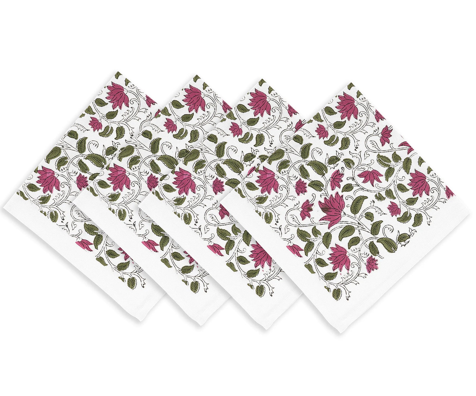Stylish floral napkins placed with plates and cutlery Stylish floral napkins placed with plates and cutlery