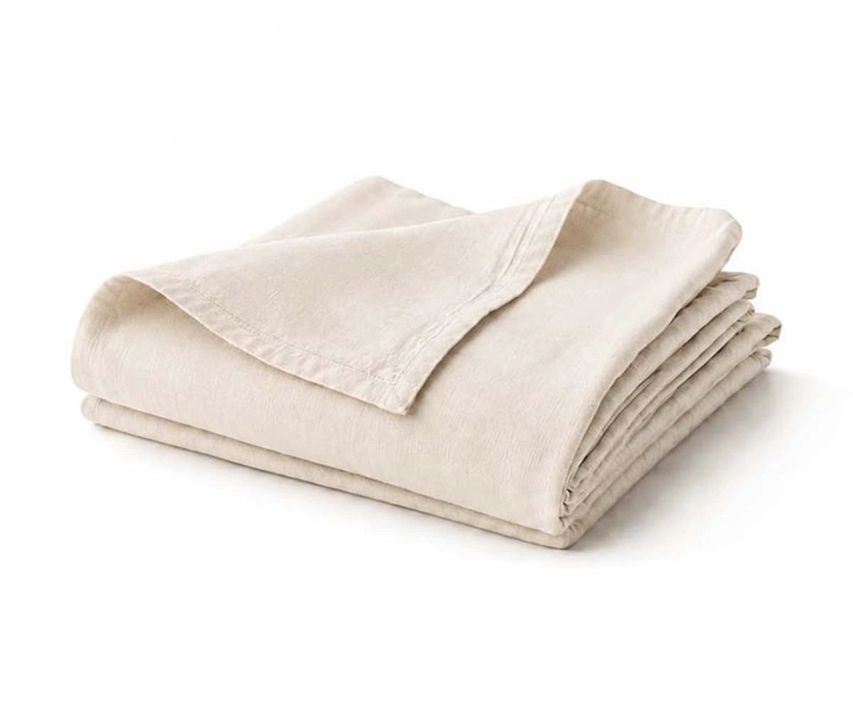 Natural 100% linen flat sheet with a relaxed, timeless look. Breathable linen bedding that gets softer with every wash. Natural 100% linen flat sheet with a relaxed, timeless look. Breathable linen bedding that gets softer with every wash.