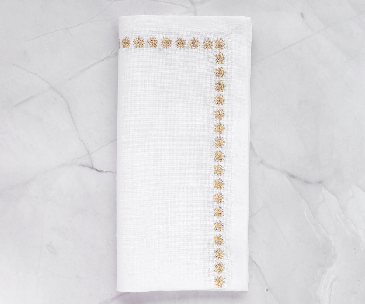 Rich gold-colored napkins, enhancing the elegance of any dining arrangement with their soft texture. Rich gold-colored napkins, enhancing the elegance of any dining arrangement with their soft texture.