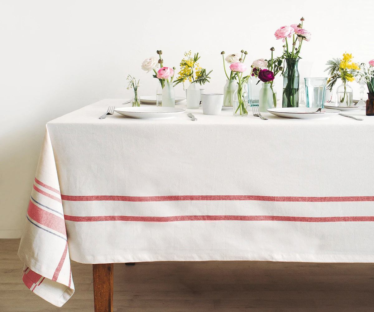 100% Cotton Tablecloth - French Striped Tablecloth 100% Cotton Tablecloth - French Striped Tablecloth