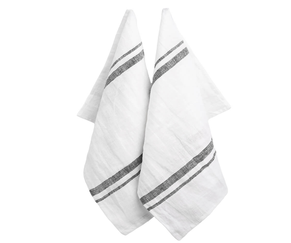Black and white linen towels Black and white linen towels