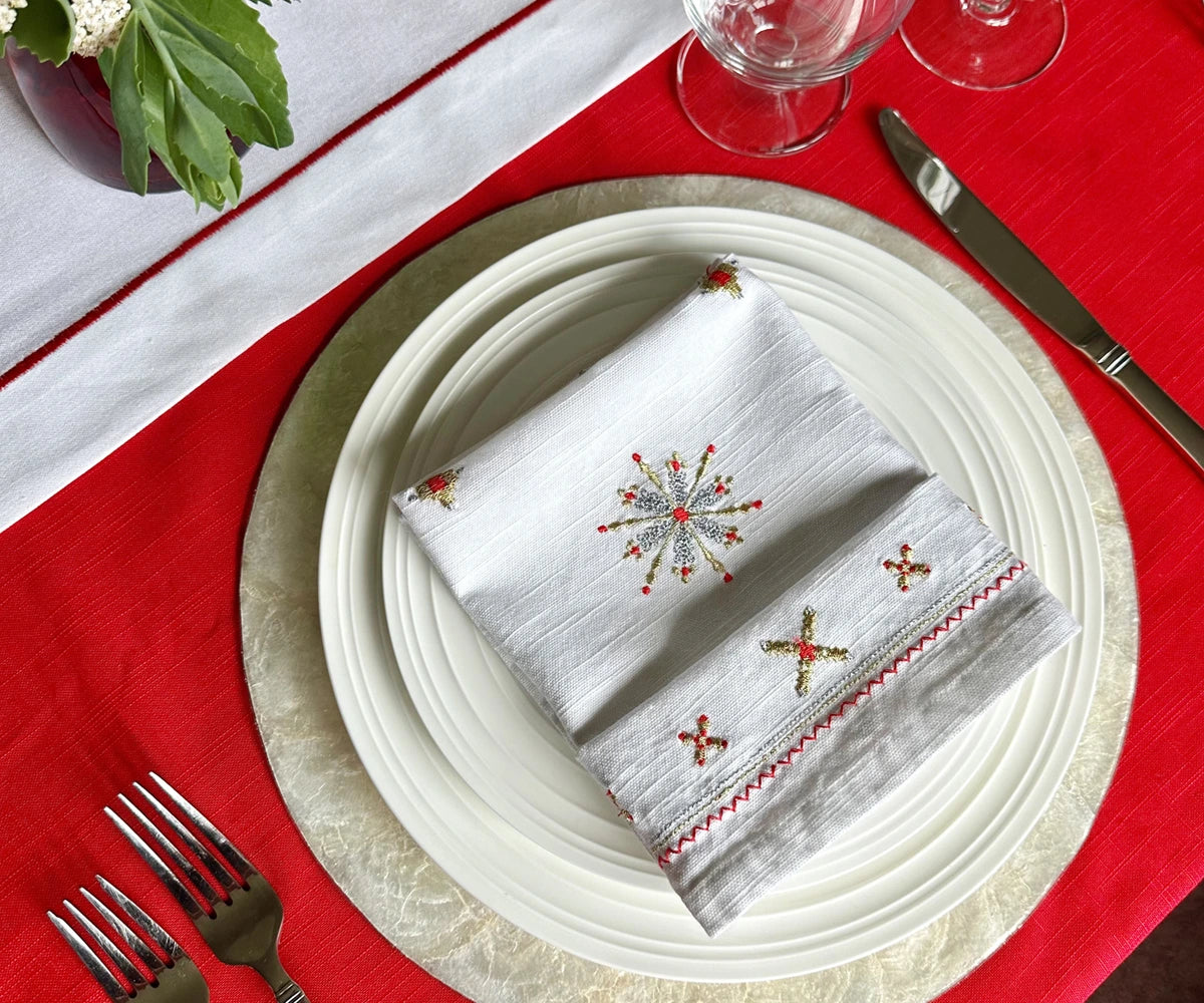 red cloth napkins - embroidery red cloth napkins - embroidery