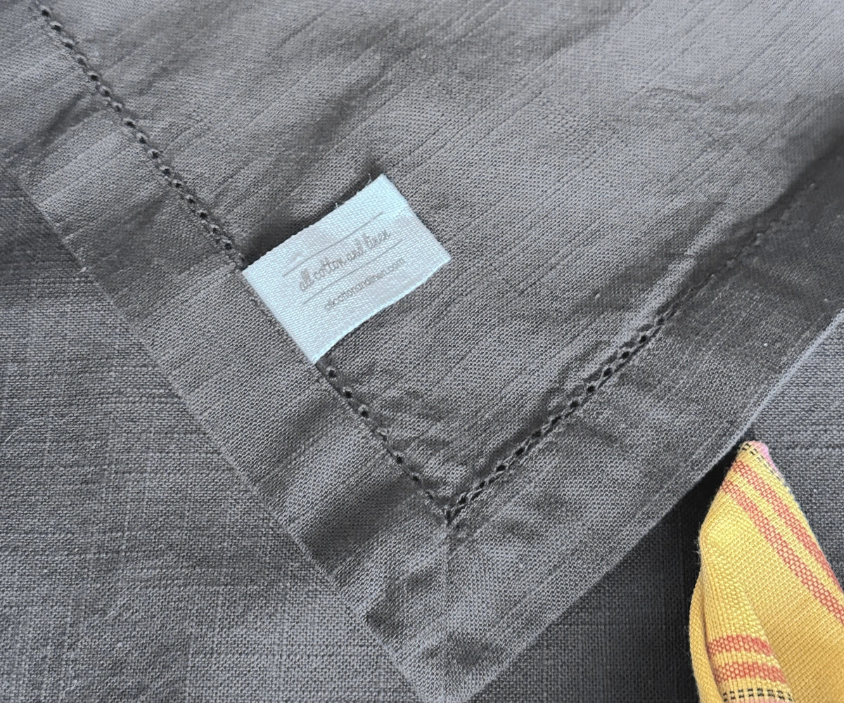 Elegant gray cotton hemstitch tablecloth for dining table décor Elegant gray cotton hemstitch tablecloth for dining table décor