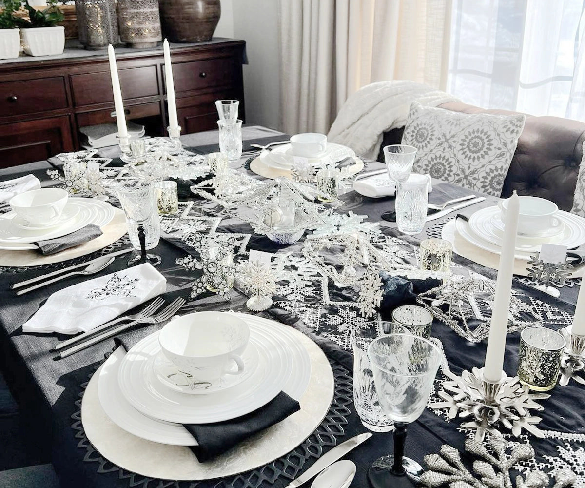 Decorative hemstitch cotton tablecloth in versatile gray shade Decorative hemstitch cotton tablecloth in versatile gray shade