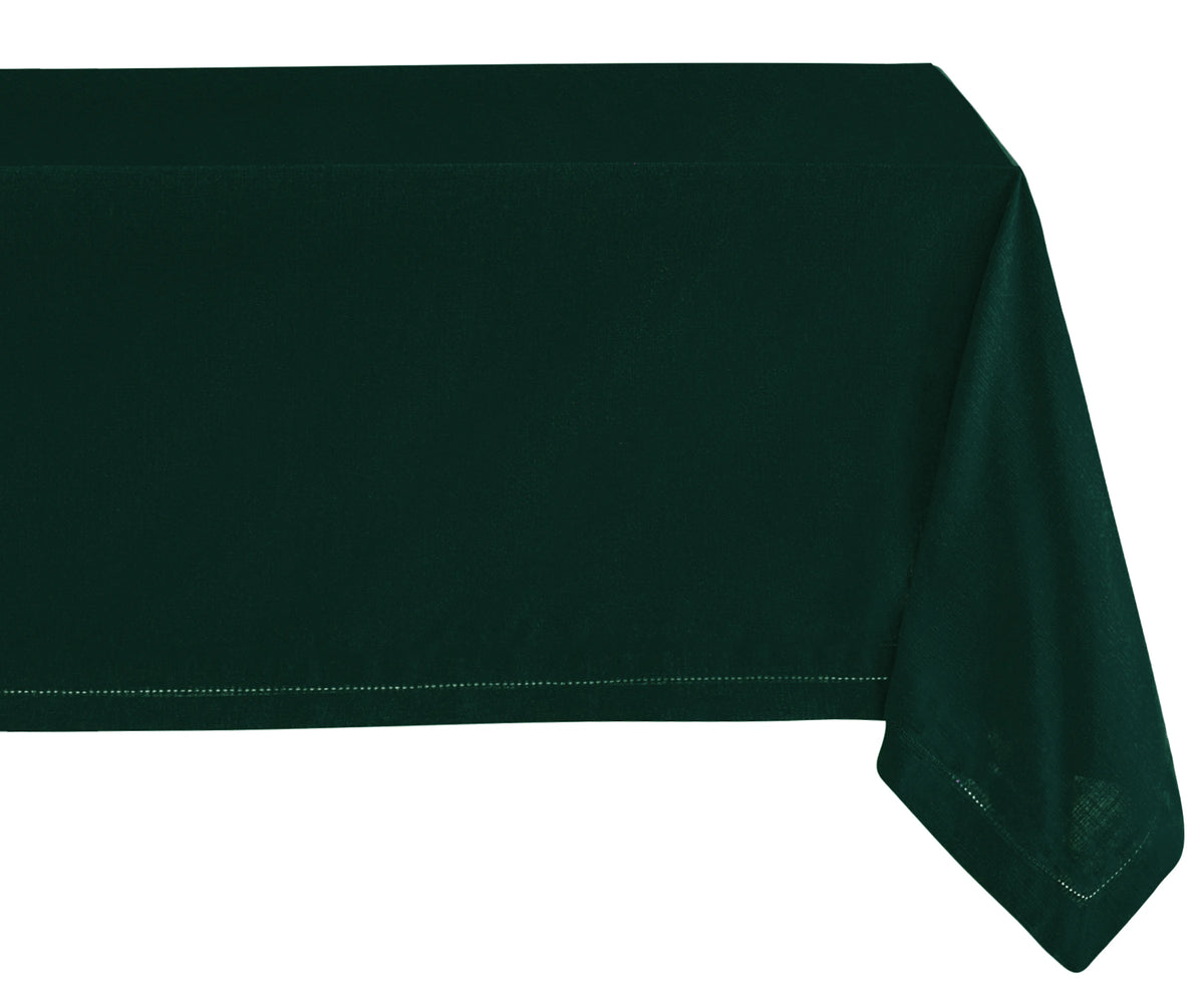 Soft and durable green cotton rectangle tablecloth in three sizes. Soft and durable green cotton rectangle tablecloth in three sizes.