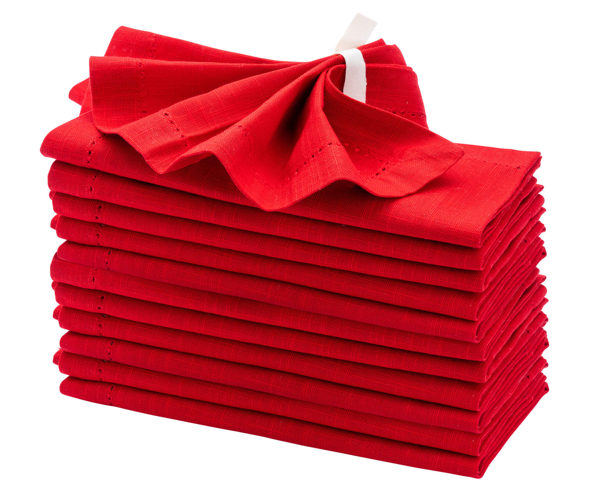 Red hemstitched napkins - All Cotton and Linen Red hemstitched napkins - All Cotton and Linen