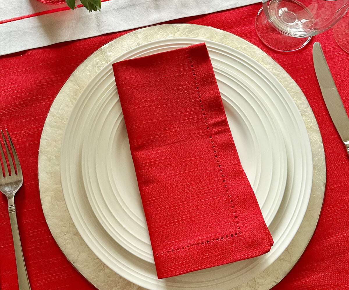 Cotton Dinner Napkins - Hemstitched Cloth Napkins Cotton Dinner Napkins - Hemstitched Cloth Napkins