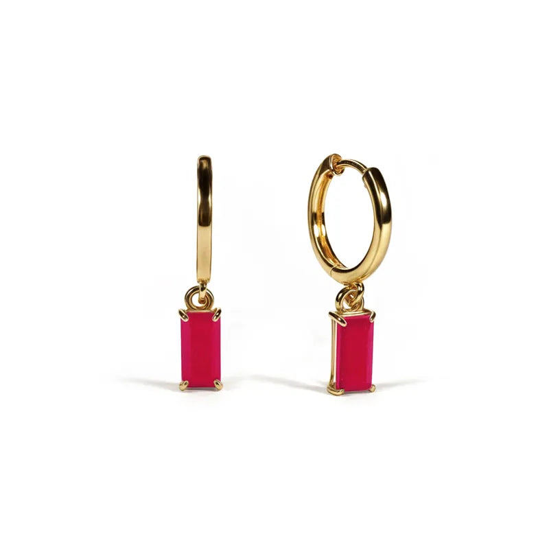 Lightweight gold-plated hoops with pink earrings hoops design Lightweight gold-plated hoops with pink earrings hoops design