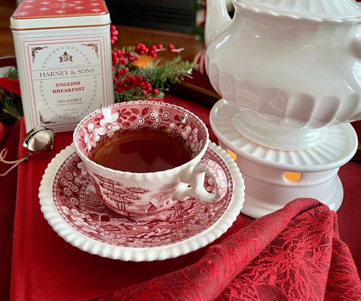 Red dinner napkin is often associated with warmth and festivity.