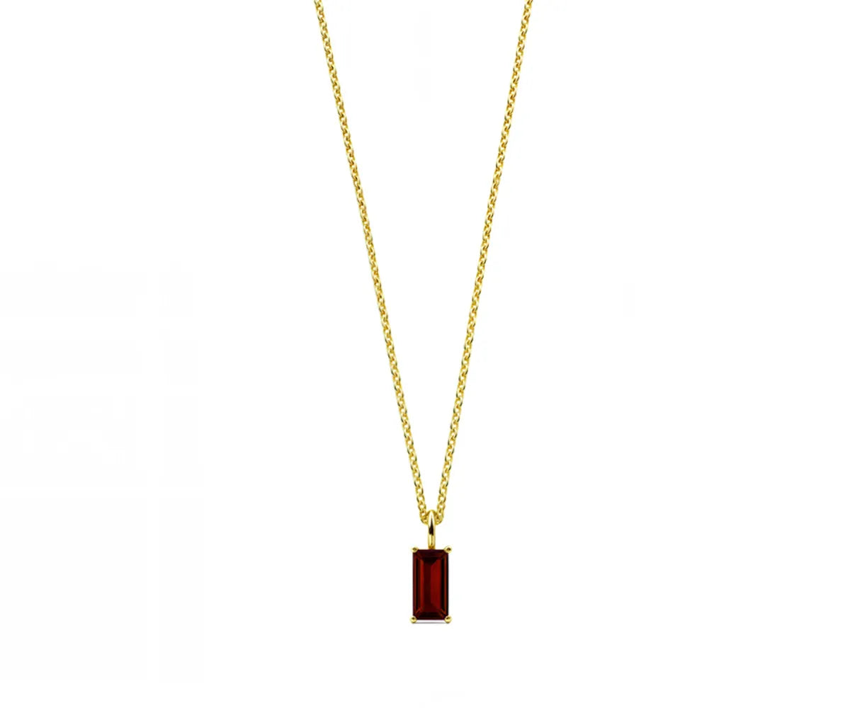 January birthstone necklace with baguette-cut garnet and adjustable chain January birthstone necklace with baguette-cut garnet and adjustable chain