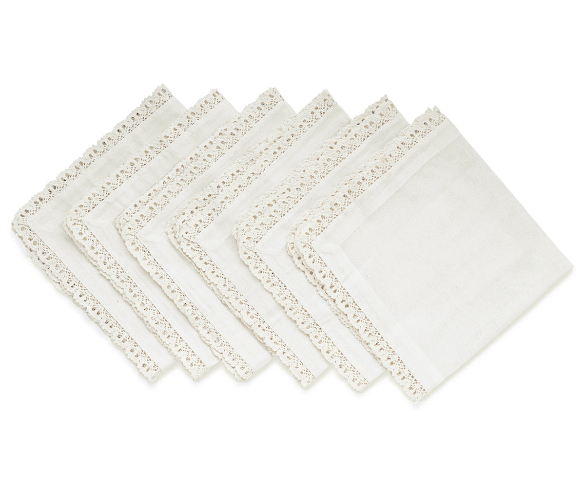 Off White Napkins - Lace Trim Off White Napkins - Lace Trim