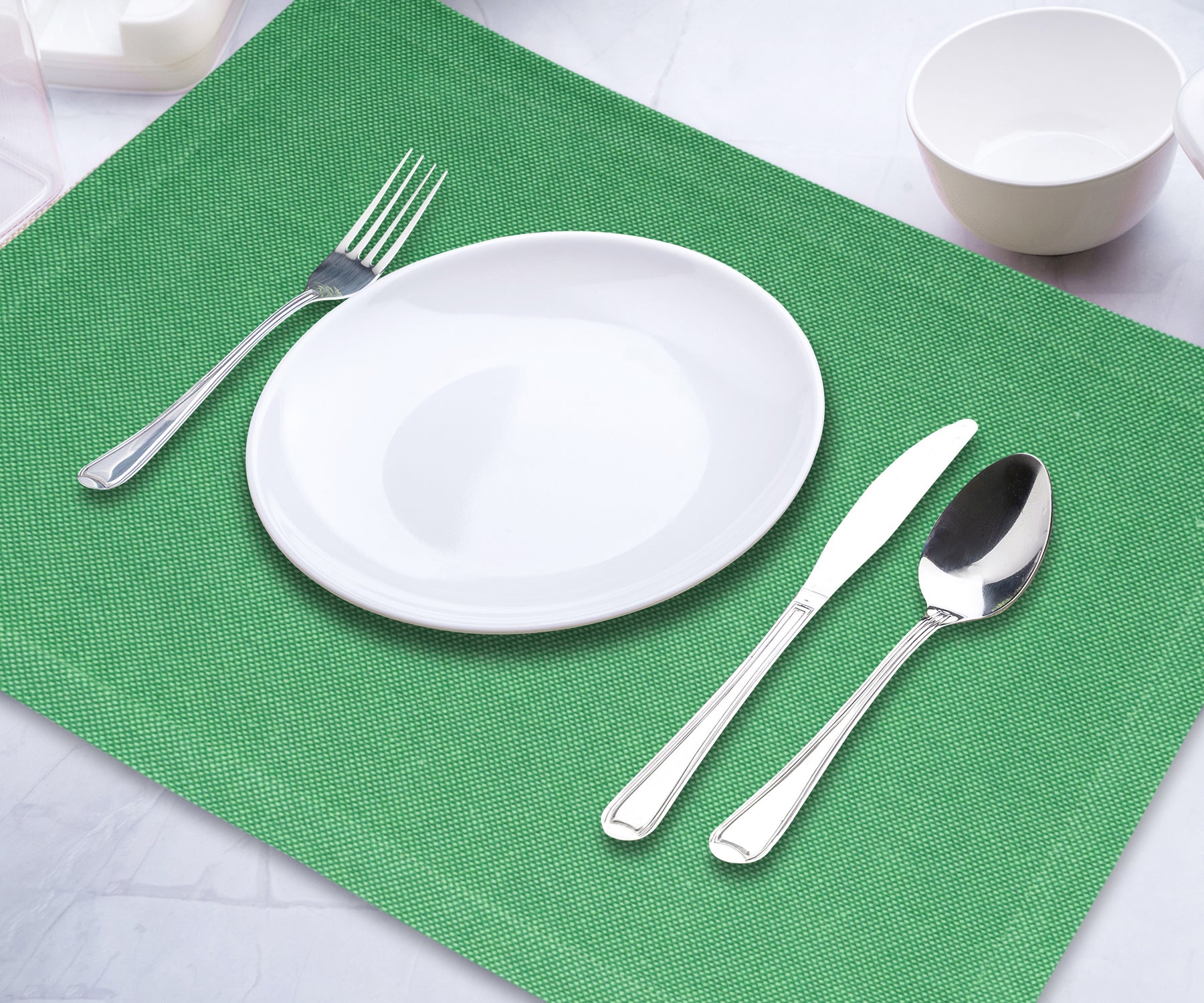 Green placemats set of 6 - Add a touch of elegance to your table with these striking green placemats, offering both style and protection. Green placemats set of 6 - Add a touch of elegance to your table with these striking green placemats, offering both style and protection.