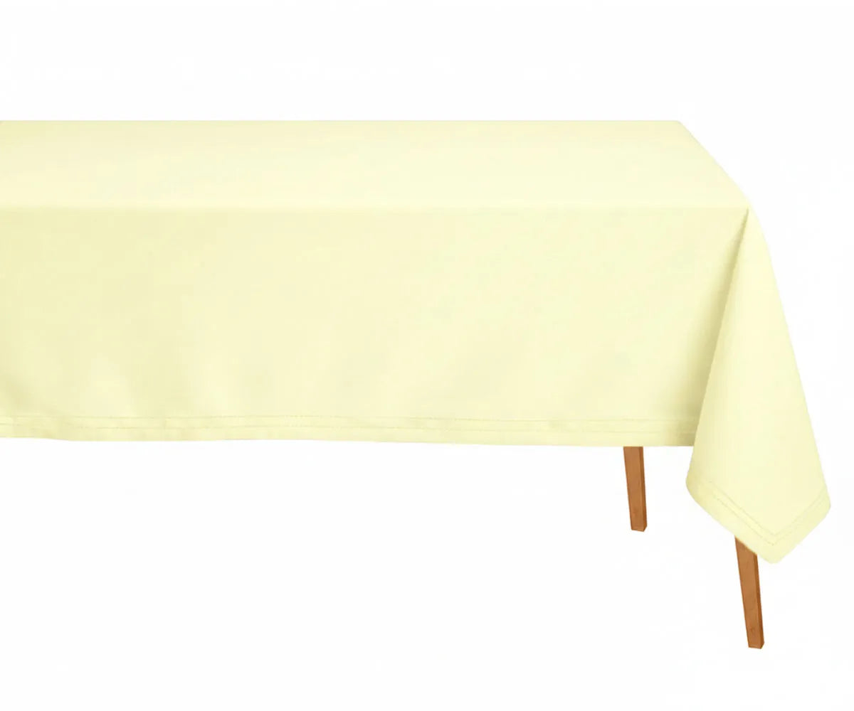 Rectangular cotton tablecloth with elegant double hemstitch border for dining table decor Rectangular cotton tablecloth with elegant double hemstitch border for dining table decor