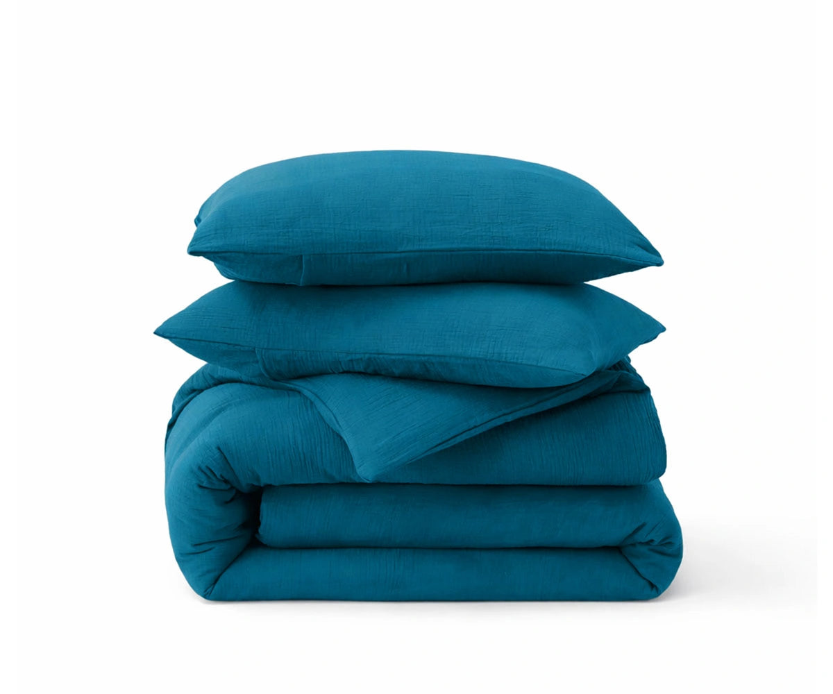 Teal linen duvet cover set made from 100% European flax soft breathable linen bedding with pillowcases Teal linen duvet cover set made from 100% European flax soft breathable linen bedding with pillowcases