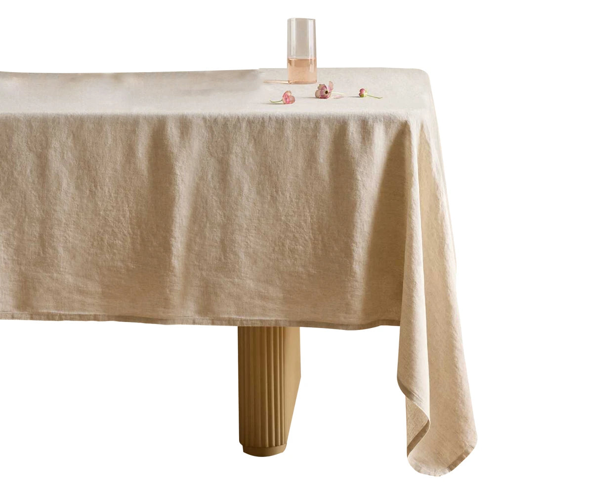 Flax linen tablecloth in natural beige – 100% linen for everyday or formal dining
 Flax linen tablecloth in natural beige – 100% linen for everyday or formal dining
