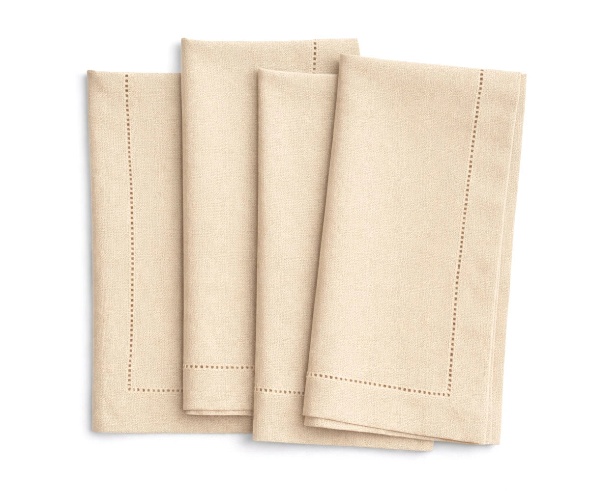 beige Linen cloth napkins with classic hemstitch finish beige Linen cloth napkins with classic hemstitch finish