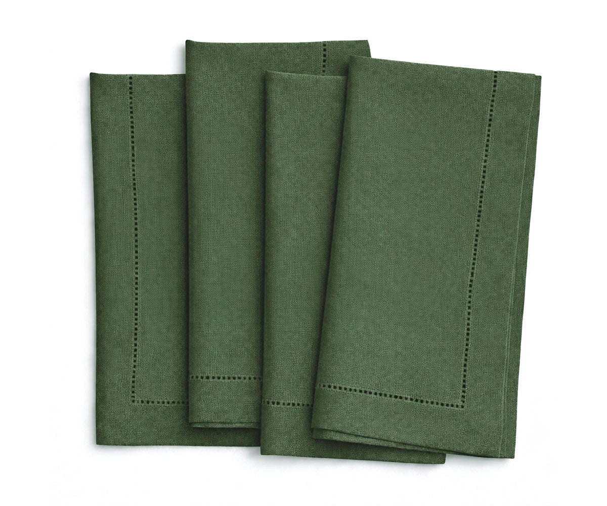 Forest green Linen cloth napkins with hemstitched finish Forest green Linen cloth napkins with hemstitched finish