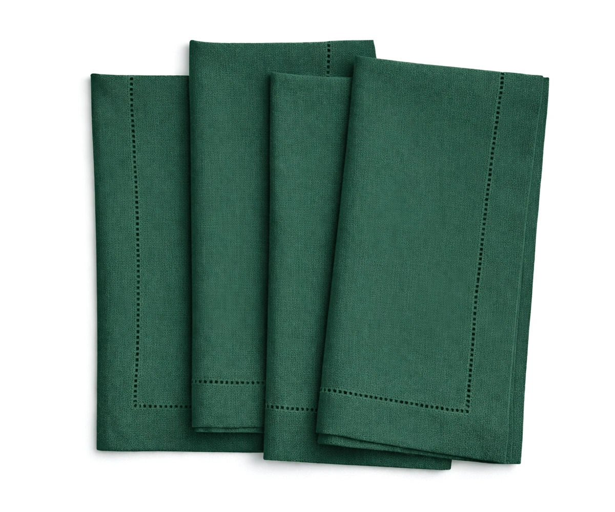 Olive green Linen cloth napkins with classic hemstitch Olive green Linen cloth napkins with classic hemstitch